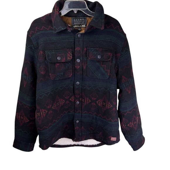 Jachs New York Jacket Adult Large Aztec Sherpa Lined Wool Blend Shirt Mens - Picture 1 of 5
